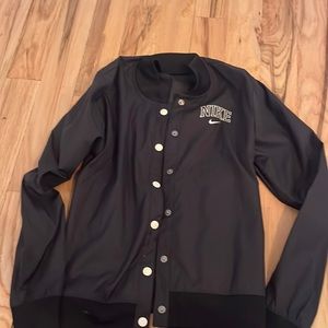 Vintage Nike Black Varsity Jacket Spell Out Swoosh